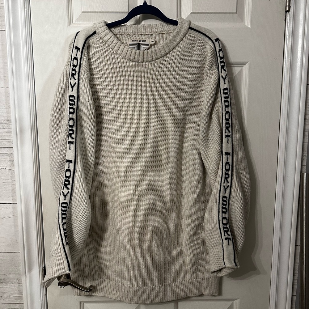 Vintage Tory Burch 100% Marino Wool Cream Crewneck Sweater